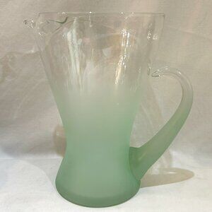 Vintage 1970s MCM Mint Aqua Green Blendo Glass Ombre Drink Pitcher